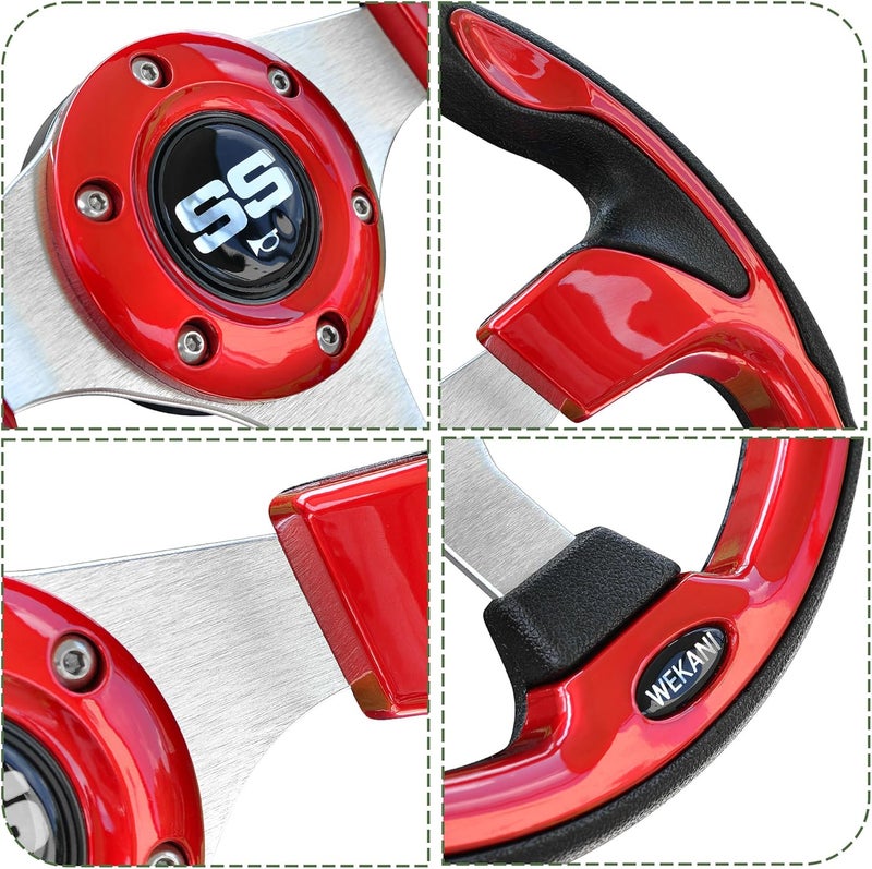 WEKANI Golf Cart Steering wheel for EZGO YAMAHA and Club Car Precedent Most Golf carts Red - Image 3